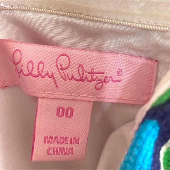 Lily Pulitzer Strapless Floral Sheath Dress XS 00 Blue & Pink - Picture 4 of 9